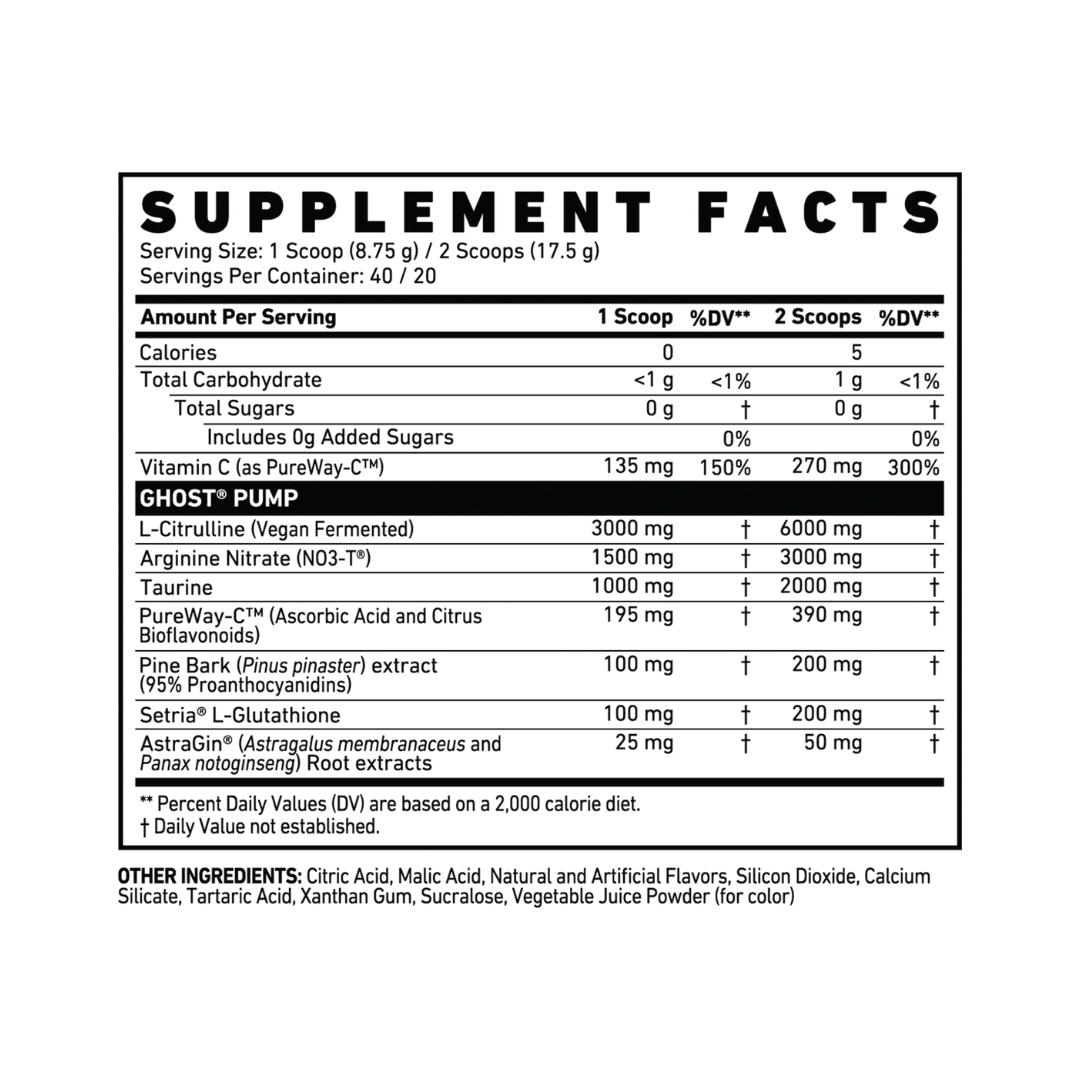 Ghost Pump V2 40 Servings By Healer Labs London