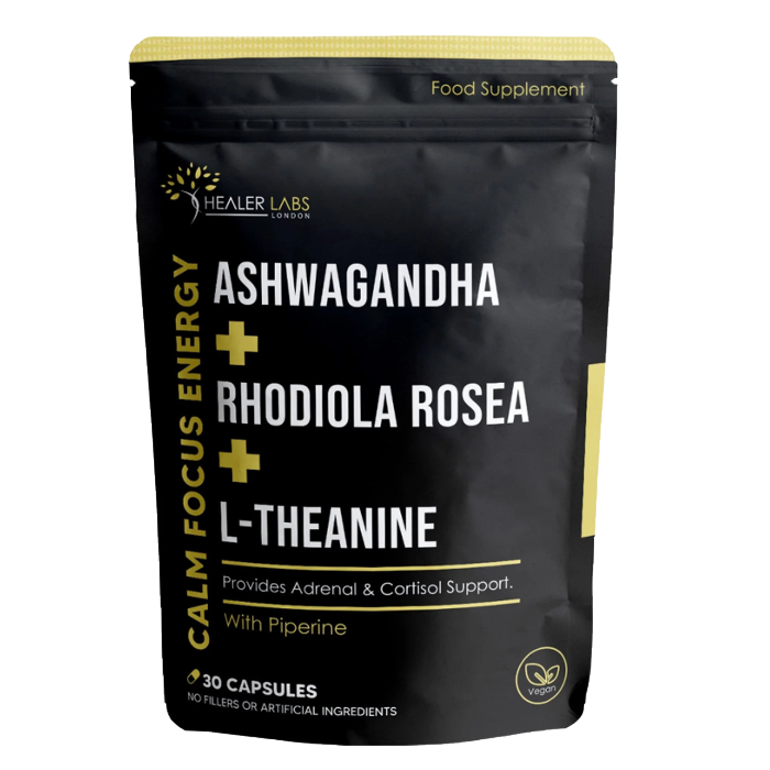 Ashwagandha + Rhodiola Rosea + L-Theanine - Healer Labs UK.