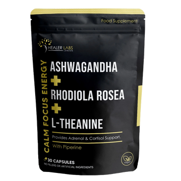Ashwagandha + Rhodiola Rosea +  L-Theanine -  Healer Labs UK.