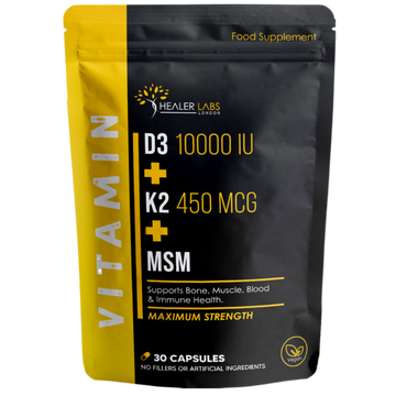 Vitamin D3 + K2 & MSM - 10,000 IU Vitamin D3, 450mcg Vitamin K2