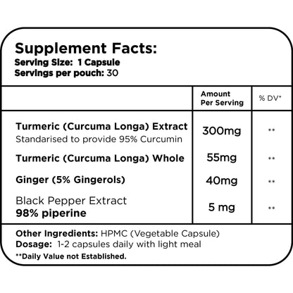 Turmeric 95% Curcumin With Ginger & Black Pepper By Healer Labs London