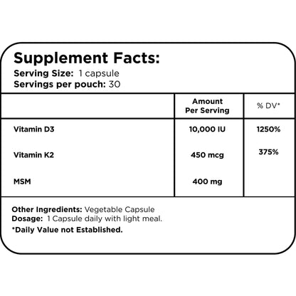 Vitamin D3 + K2 + MSM By Healer Labs London