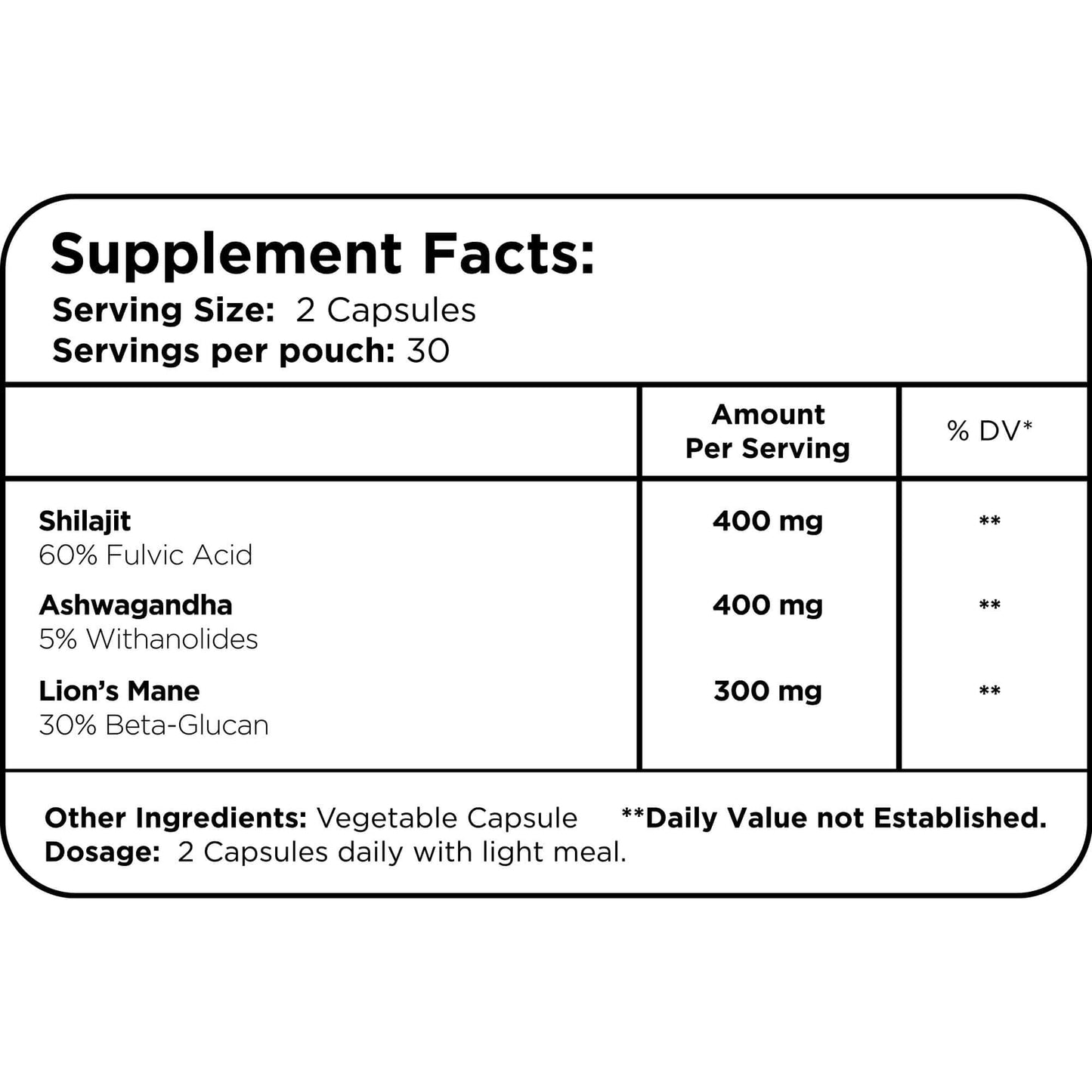 Shilajit Ashwagandha Lion's Mane Complex By Healer Labs London