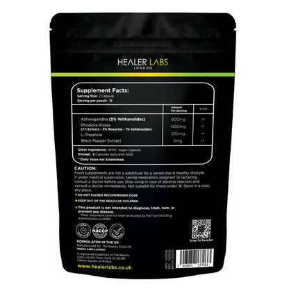 Ashwagandha + Rhodiola Rosea + L-Theanine By Healer Labs London