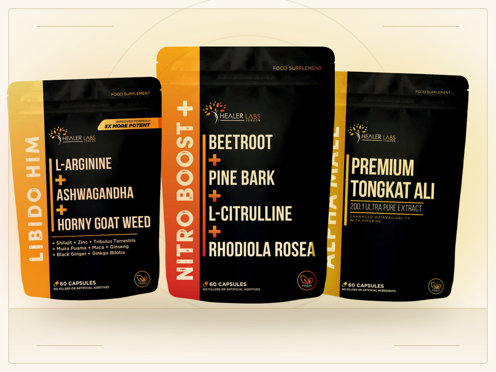 Individual Libido Him, Nitro Boost and Alpha Male Tongkat Ali pouches