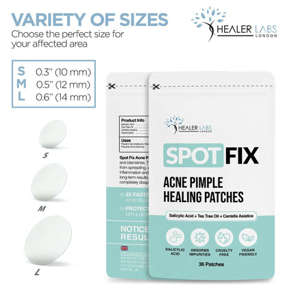 Acne Pimple Healing Hydrocolloid Patch With Salicylic Acid+Tea Tree Oil+Centella Asiatica By Healer Labs London