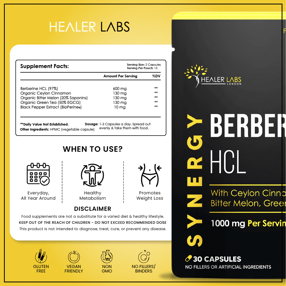 Berberine HCL 97% With Ceylon Cinnamon & Bitter Melon.