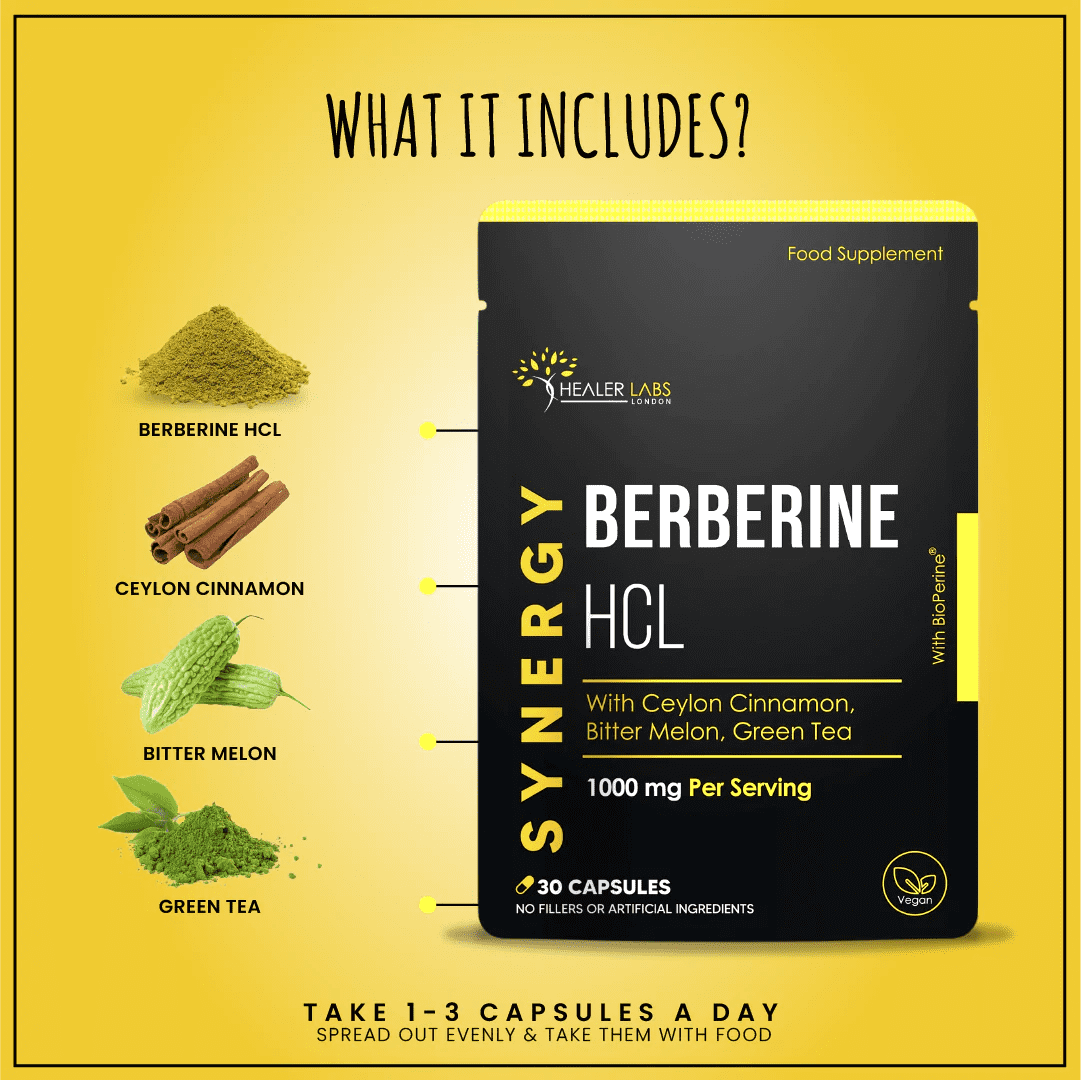 Berberine HCL 97% With Ceylon Cinnamon & Bitter Melon.