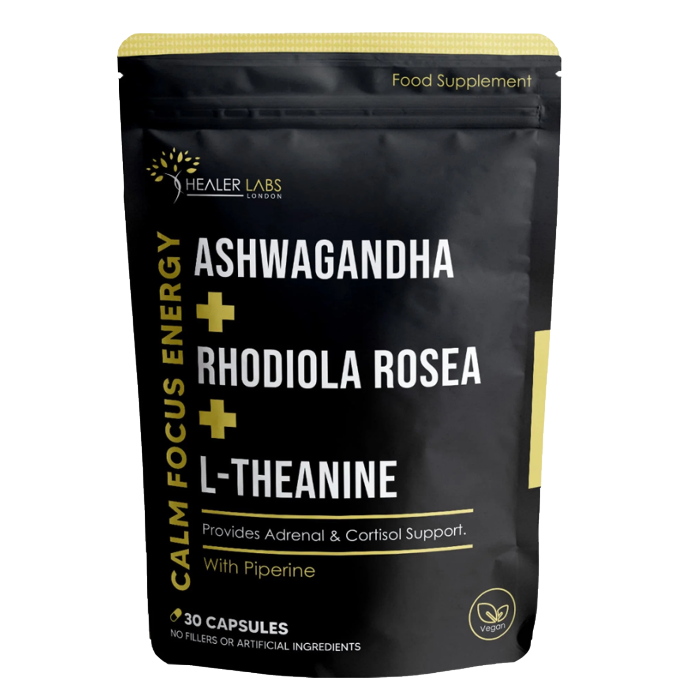 Ashwagandha + Rhodiola Rosea +  L-Theanine -  Healer Labs UK.