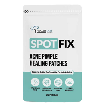 Acne Pimple Healing Hydrocolloid Patch With Salicylic Acid+Tea Tree Oil+Centella Asiatica -  Healer Labs UK.